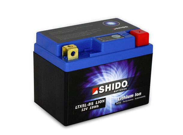 Shido LTX5L-BS Lithium Batteri 12V, 1.6Ah, 19Wh, 113x70x105 